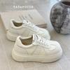 Leather big head thick sole white shoes women's 2025 autumn new versatile height increase casual sports shoes fashion board shoes tide