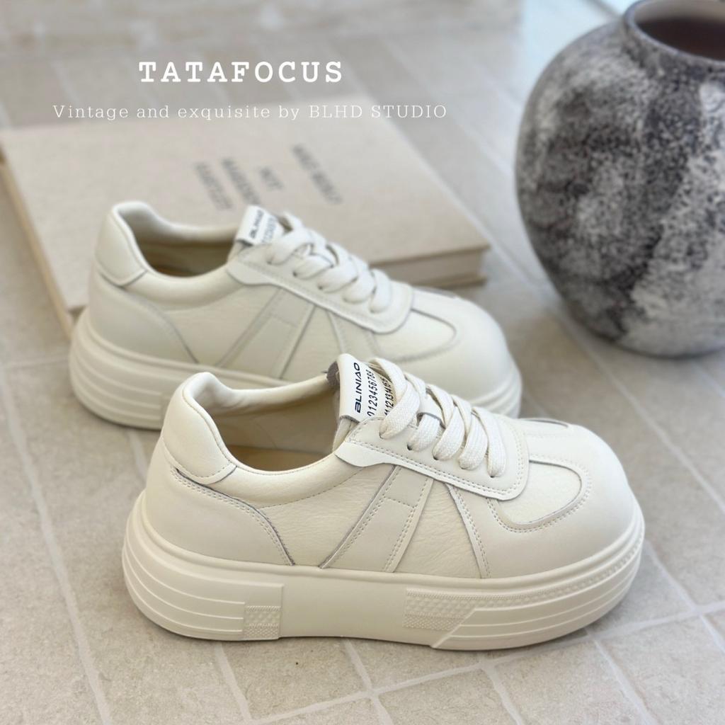Leather big head thick sole white shoes women's 2025 autumn new versatile height increase casual sports shoes fashion board shoes tide