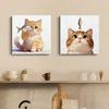 Modern Minimalist Kitten Cartoon Decorative Canvas for Living Room & Restaurant Wall Hanging