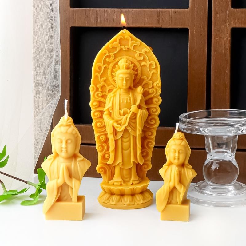 Flexible Silicone Mold Handmade Scented Candle Mould 3D Prayer Shaped Aromatherapy Jewelry Mold Home Decorations