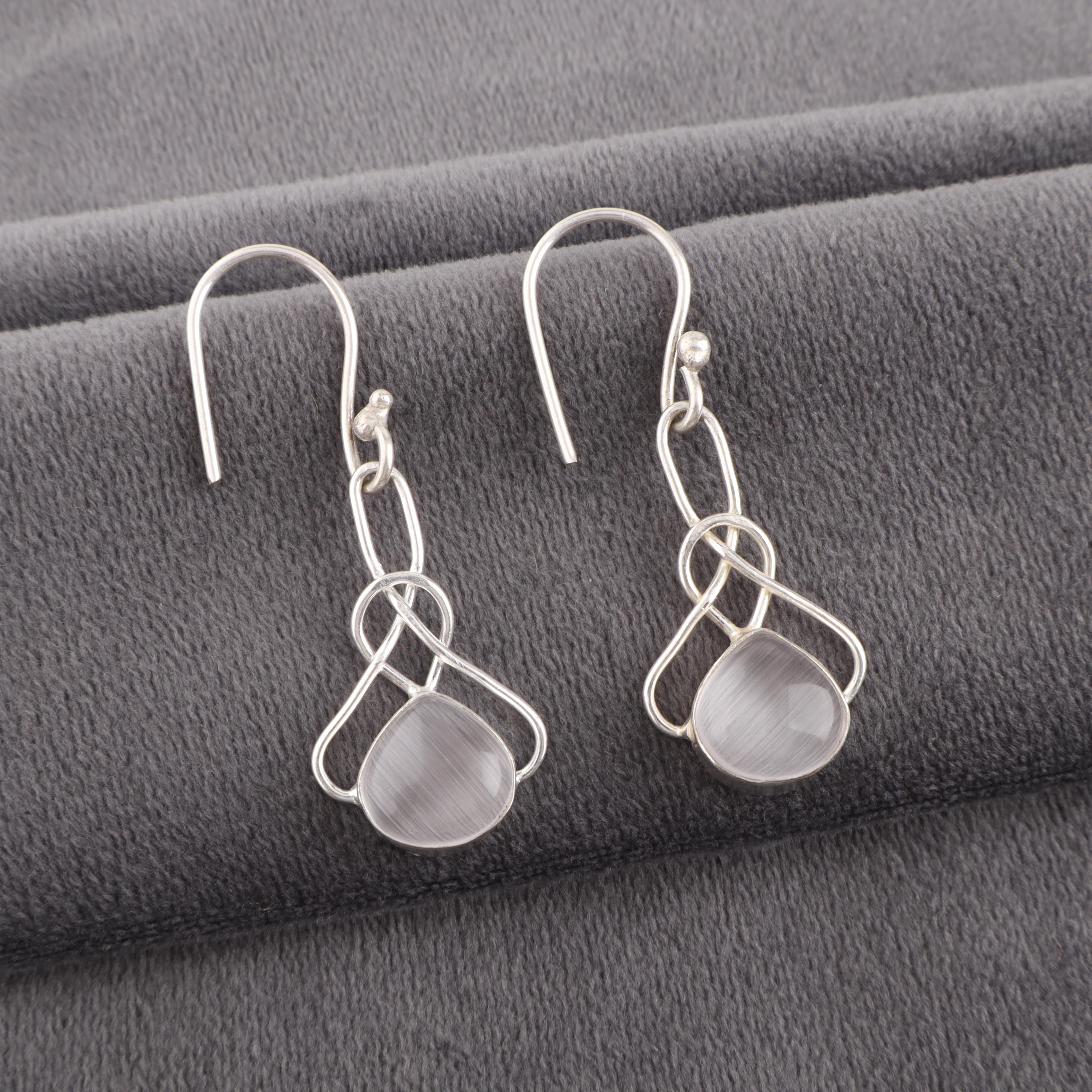 

Украшения из селенита, Серьги с драгоценными камнями ручной работы, Ювелирные изделия из серебра 925 пробы, Для подарка на помолвку 1.50 inches белый