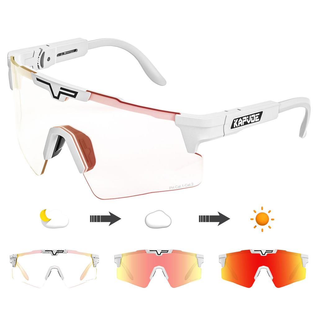 Kapvoe Damen Sonnenbrille Radsportbrille Herren Photochrome Fahrrad Bike MTB UV400 Gläser Wandern Okulare Outdoor Sport 2026