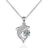 Aqua Blue Pink White Zircon Small Cat Pendant Cute Animal Necklaces For Women Trendy Silver Color Chain Necklace Wedding Jewelry