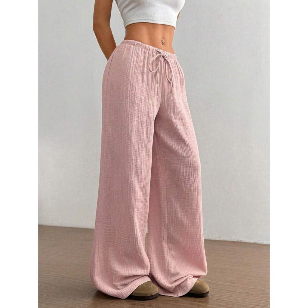 New Fashionable Women's Clothing, Elegant and Versatile, Elastic and Casual, Solid Color Pants, Wide Leg Pants