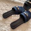 Elegant! Old Money Wind! Keep the Push~ INS Yixin Same Denim Lock Beach Cool Slippers Women's Summer Wear