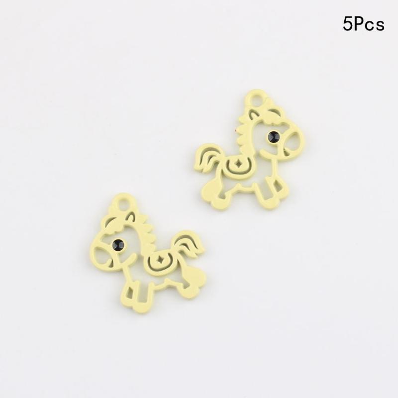 5 Pièces Pendentif Cheval Coloré Creux Charms Minimalistes Alliage Poney Fabrication de Bijoux Boucles d'Oreilles Bracelet Collier Accessoires DIY