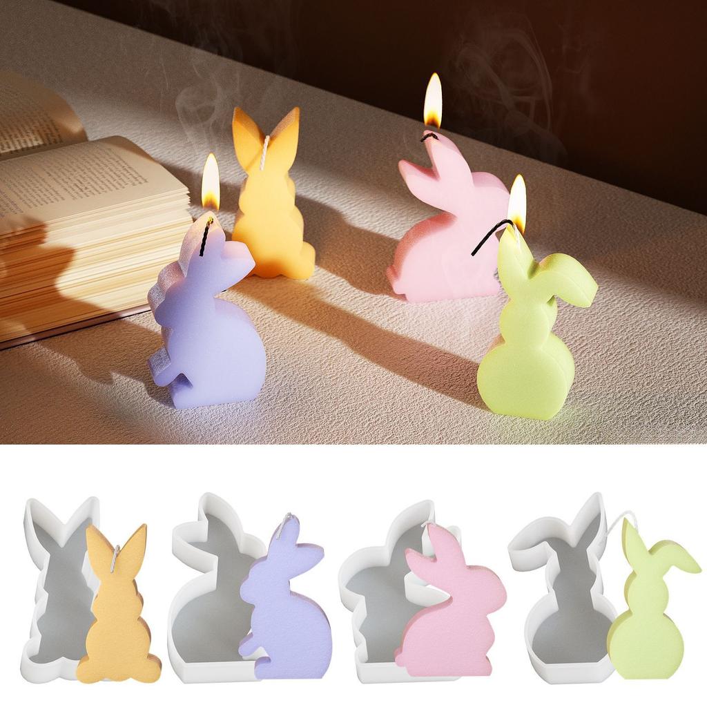 Rabbit Shaped Candle Mold, DIY Easter Bunny Plaster Decorative Ornament Silicone Mold,Suitable for DIY, Holiday and Party Tools