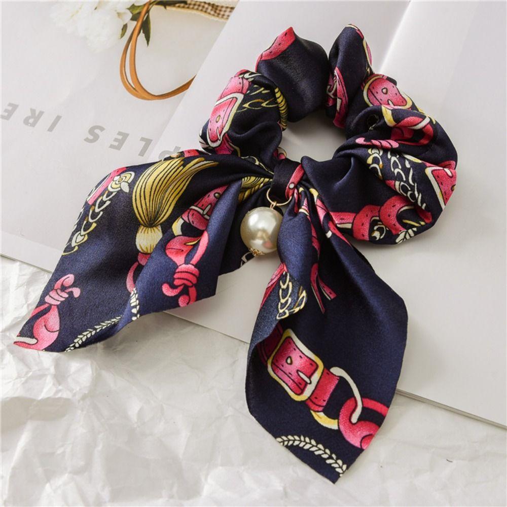 Bowknot Hair Tie Chiffon Pearl Headwear Fashion Hair Accessories