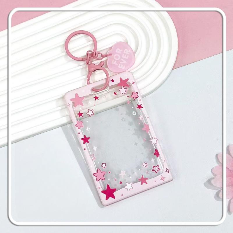 Star Sliding Cover Card Holder Transparent Portable Id Protector Kpop Photocard Photo Case Student School Card Bus Card Holder