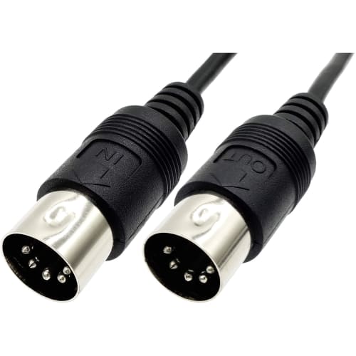 ABE MIDI Cable, Round 5-Pin DIN Plug To DIN Plug, AFMC, Black, 2m
