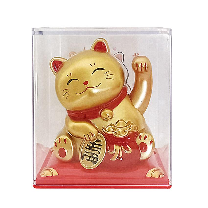 Y Solar Fortune Cat Waving Hand Ornament: Light-Powered Decor for Car, Living Room, or Office Desk