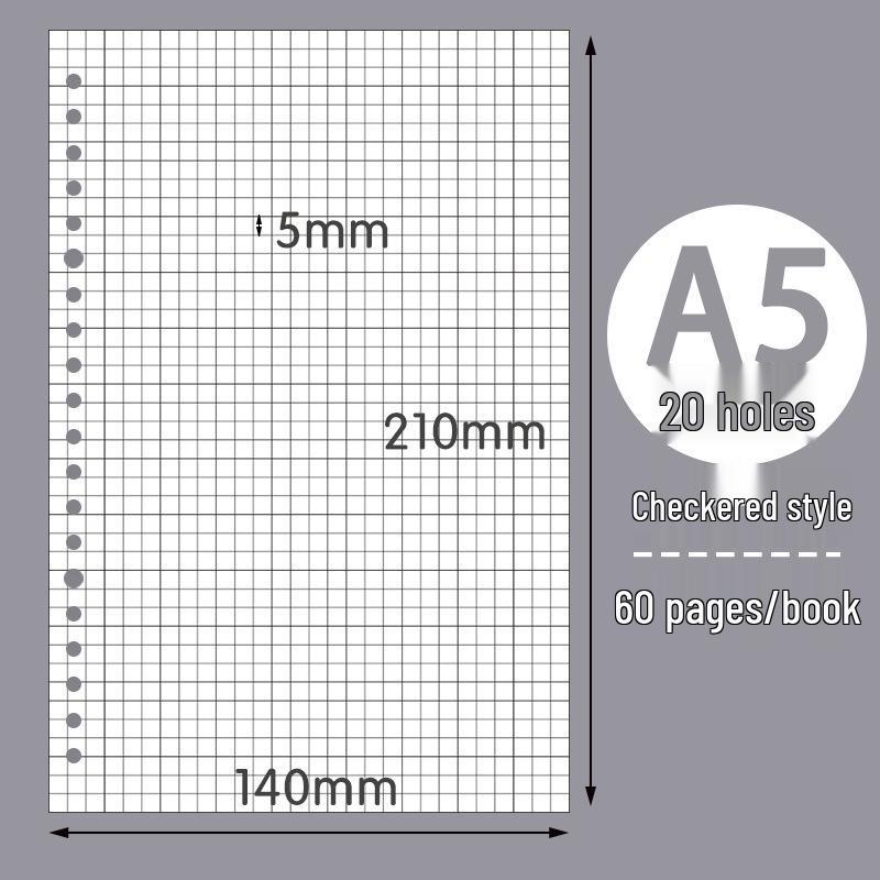 Free Shipping: Thickened Loose-leaf Paper Core for Notebooks - B5 26-Hole, A5 20-Hole, A4 Grid