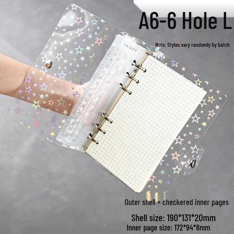 Iridescent Star Diary: PVC Loose-Leaf Notebook with Colorful Inner Pages