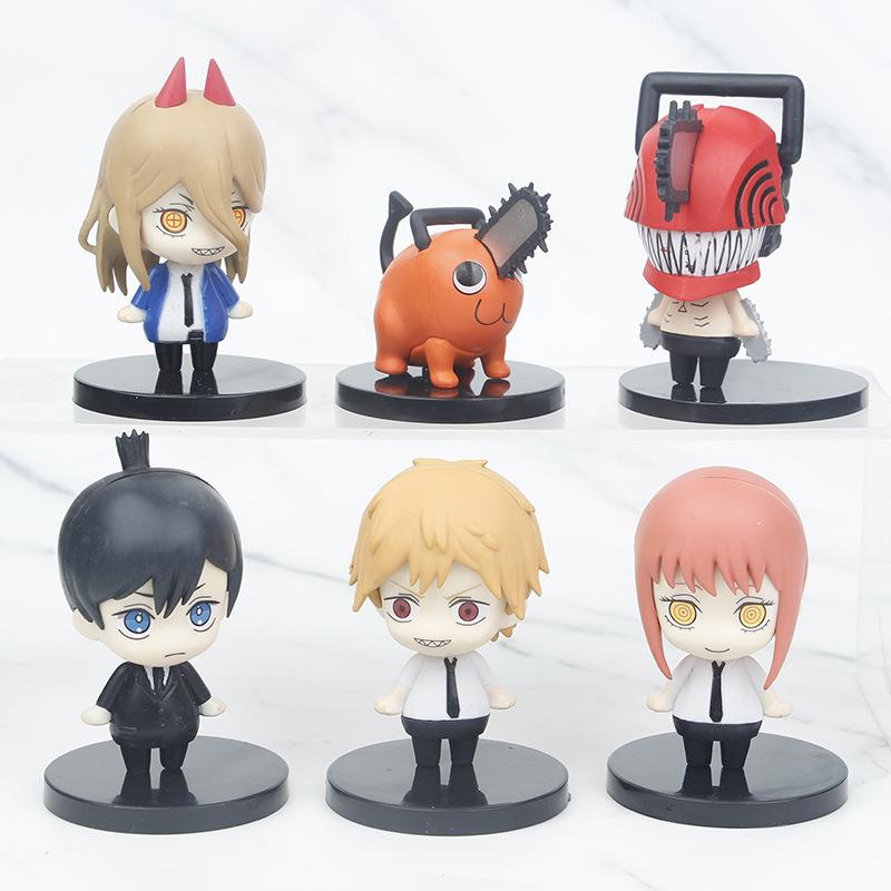6Pcs-Set Chainsaw Man Anime Figure PVC Denji Pochita Collection Action Figures Model Set Toys Anime  Dolls Kids Gift