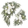 2Pcs Wedding Arch Flowers Decorative Artificial Floral Swag Door Lintel Green Leaves for Theme Arrangement Backdrop Greenery