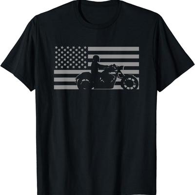 Vtipné tričko Americká vlajka Biker Motocykel