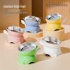 Slanted Rim Cat Bowl: Stainless, Detachable, Easy Clean, High-Leg for Neck Protection.