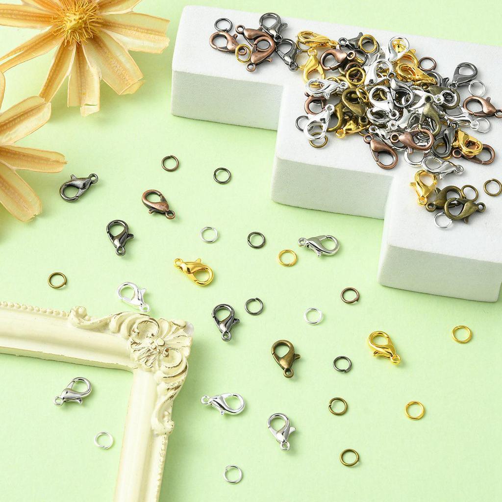 Multicolor Zinc Alloy Lobster Clasp & Jump Ring Set for DIY Bracelet & Necklace Jewelry