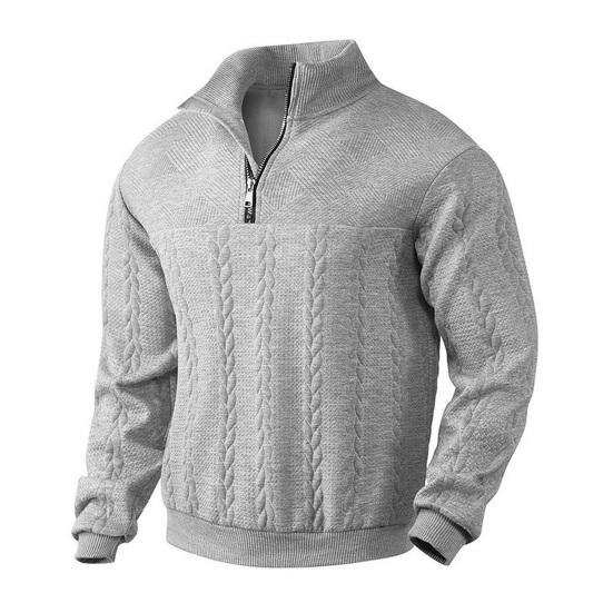Herre Forår Vinter Sweater Ensfarvet Lange Ærmer Strikket Tyk Elastisk Smal Pasform Høj Krave Lynlås Pullover Sweatshirt til Daglig Brug