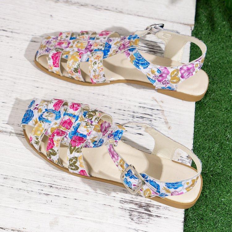Large Size Bag Head Flat Heel Hollow Color Printed Beach Sandals Summer New Broadband Women's Shoes