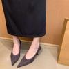French Pointed Single Shoes Women's Light Mouth Black Matte Flip Fur Stiletto High Heels Medium Heel Commuter Work Shoes