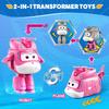 Super Wings Mini Dizzy Transform Roboter zu Flugzeug in 3 Schritten 5 cm Verformbare Actionfiguren 2 Modi Verwandlung Kinderspielzeug