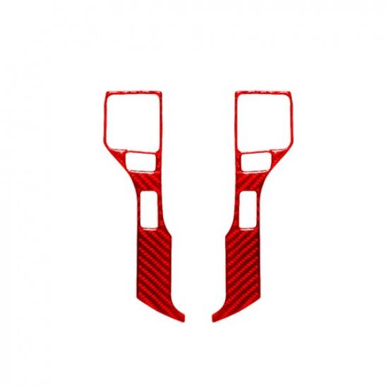 2Pcs Red Carbon Fiber Interior Steering Wheel Cover Trim For Toyota Tacoma