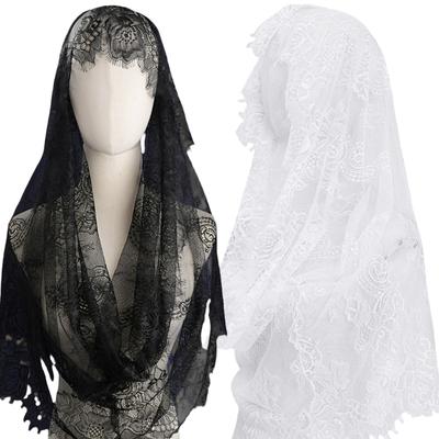 Gothic Bridal Veils Lace Brimmed Wedding Headpiece With Floral Lace For Halloween Bride Ceremony Accessories