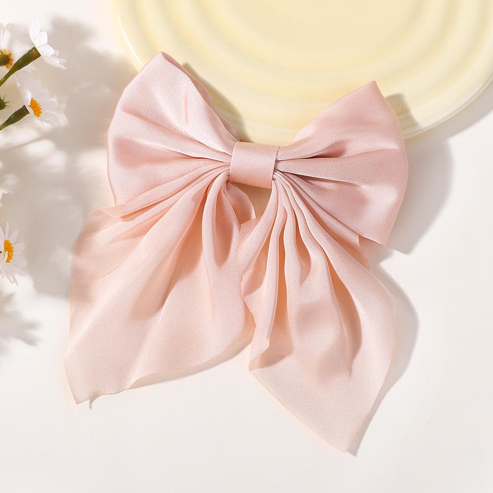 LOVEKIKI 4.9inch Elegant Hair Bows Hair Clip for Womens Fashion Ponytail Hairgripes Girls Solid Color Satin Butterfly Barrettes