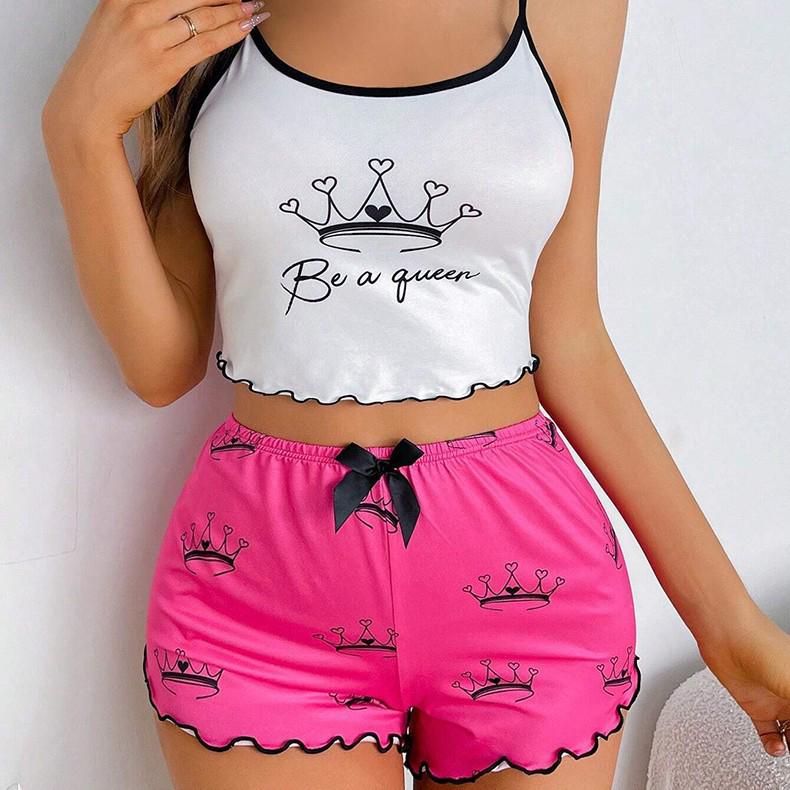 Women's European and American Style Sleeveless Camisole and Shorts Set - Milk Silk Loungewear