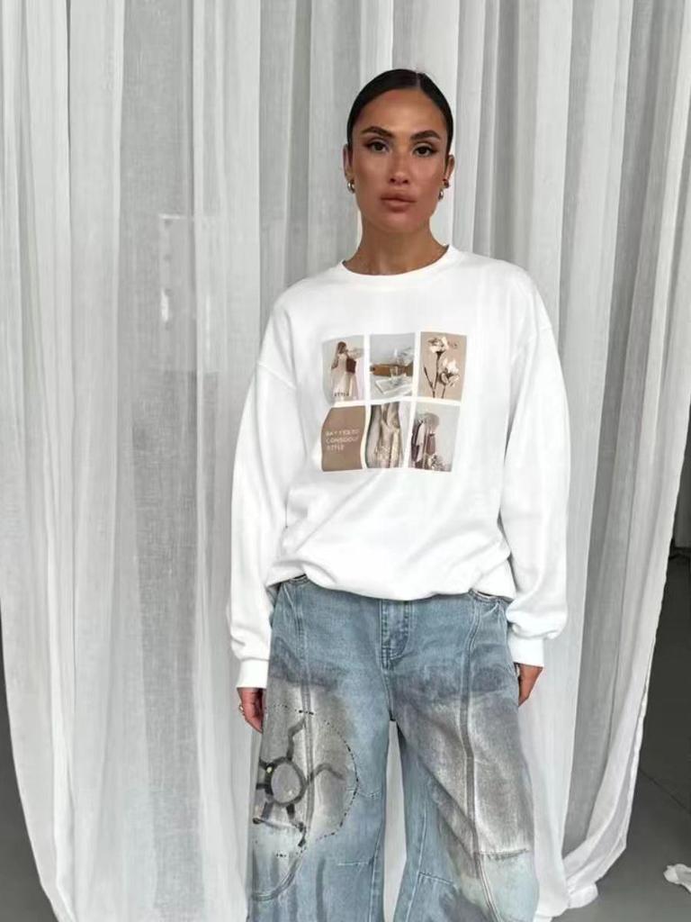 Women's 2025 Autumn/Winter Casual Chic Round Neck Sweatshirt