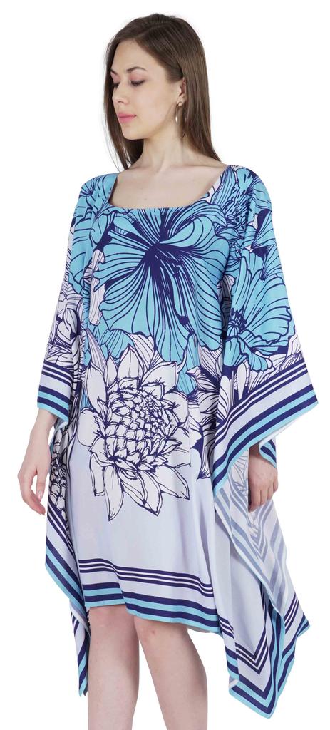 Moomaya Women  s  Short  Tunic  Kaftan  Casual Kimono Mini Beach Dress Swimsuit Cover Up