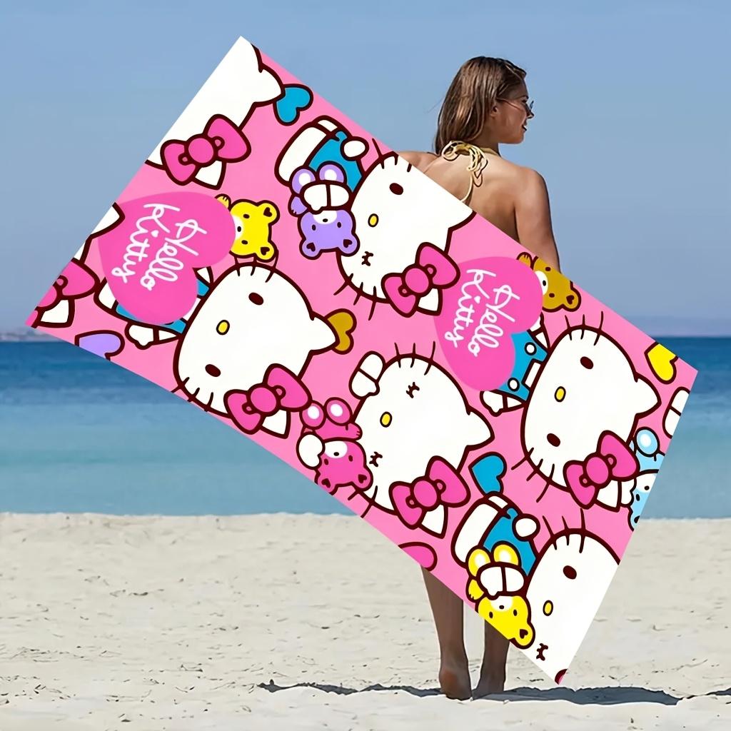 Cute Hello Kitty Microfiber Beach Towel Quick drying and Super Absorbent Suitable for Beaches Swimming Pools Travel Camping Yoga