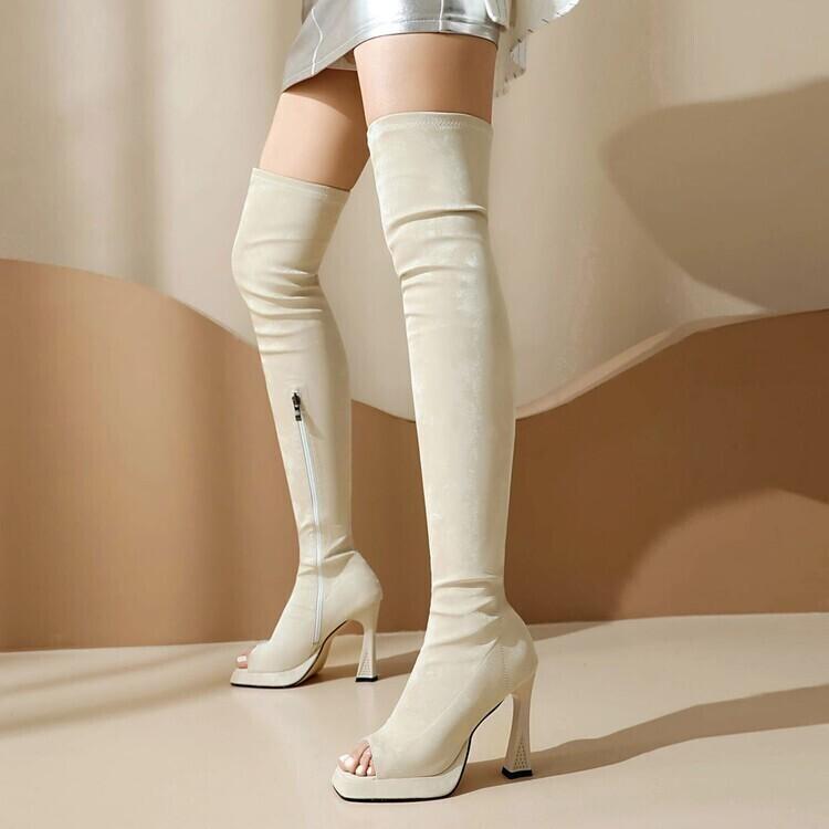 Over Knee Boots Women's Stiletto Jazz Dance High Heels Heels Dance Shoes Fish Mouth Suede Stretch Boots