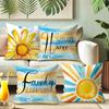 Cheerful Watercolor-Style Pillow Cover with Sunflower, Sun, and Heartwarming Family & Home Motifs Sofa Cushion Cover