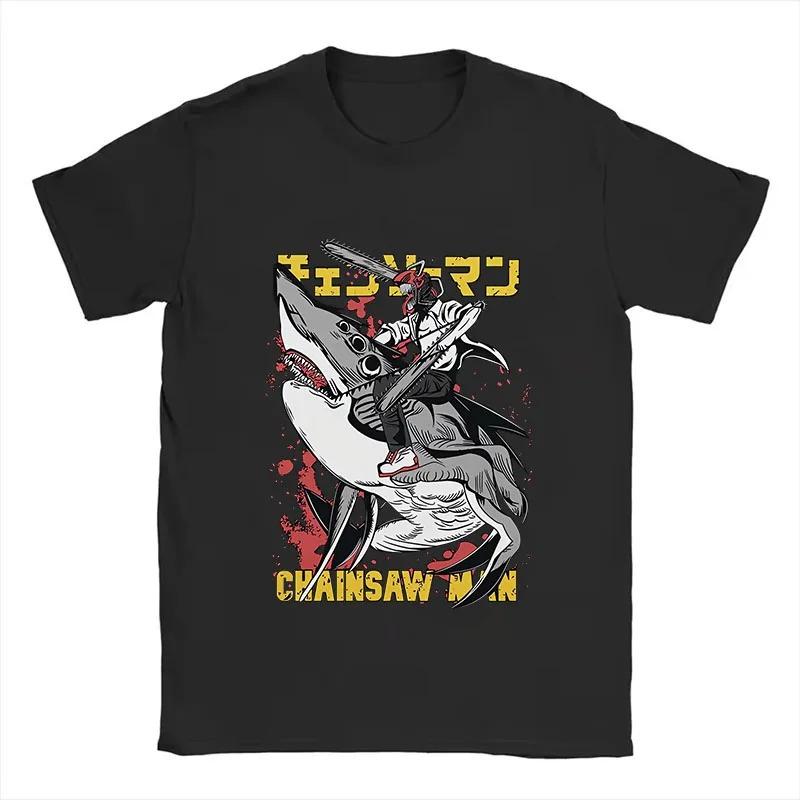 Chainsaw Man Denji & Power Action Vintage Anime T-Shirt, Unisex Manga Fan Streetwear Tee, 100% Cotton Casual Short Sleeve Top
