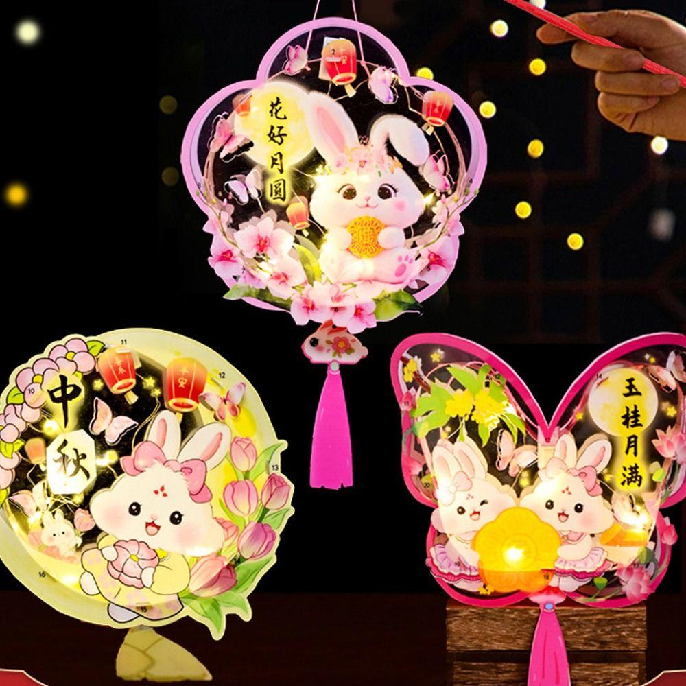 Portable Chinese Rabbit Lantern Traditional LED Lantern Toys Handheld Paper Lantern  New Year
