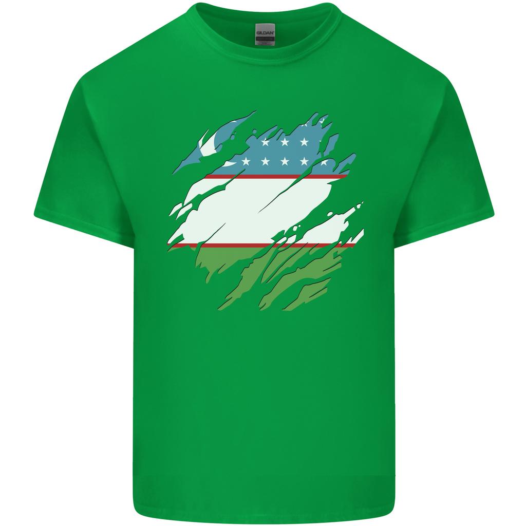 Torn Uzbekistan Flag Uzbek Day Football Unisexs Light Cotton TShirt
