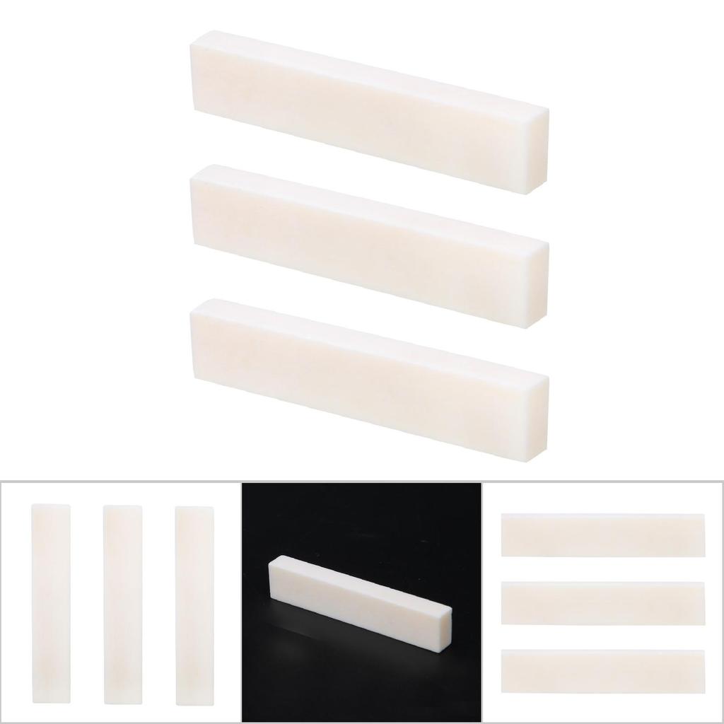 3Pcs DIY Blank Buffalo Bone Nut String Pillow for Classical Electric Acoustic Guitar 52x6x10mm