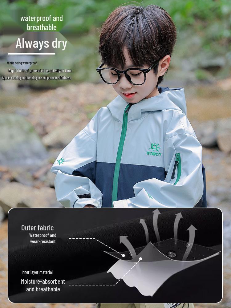 Fairy Tale Memory 2025 Boys' Spring/Autumn Windbreaker: Waterproof, Windproof, Back-to-School Jacket
