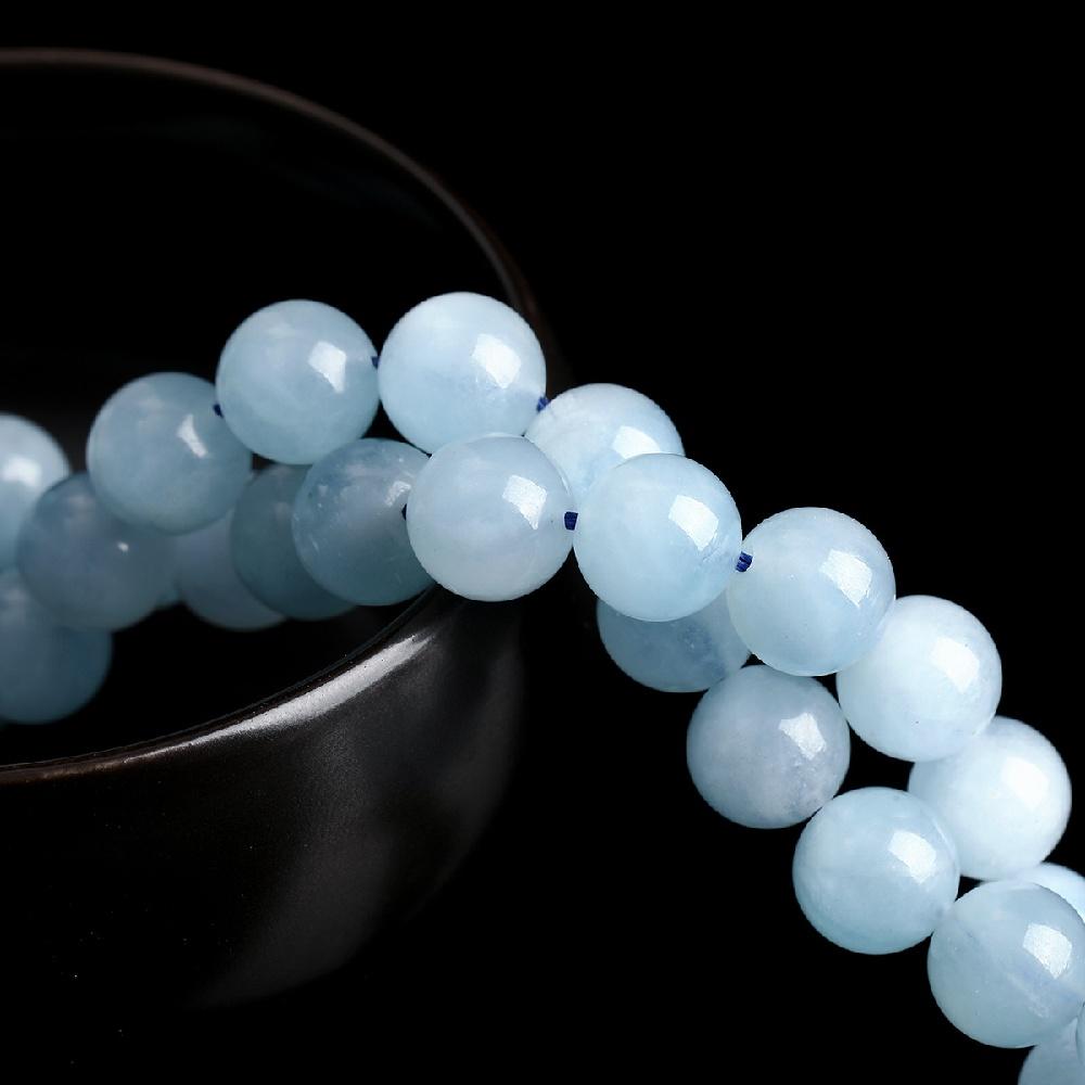 Light Smog Jades Blue Chalcedony Natural Stone 15" Smooth Loose Spacer Beads 4/6/8/10/12mm for Jewelry Making DIY Bracelets Charms Accessories