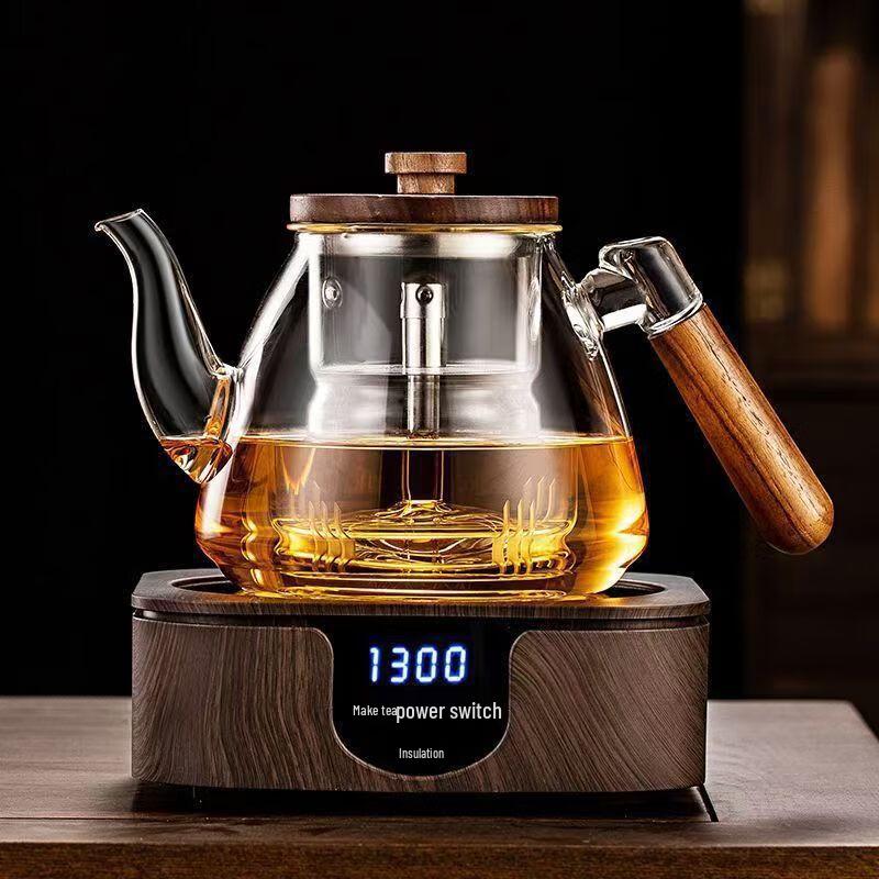 Tilrona Borosilicate Glass Teapot with Walnut Handle