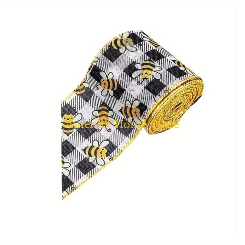F26C Bumblebees Ribbon 1 Roll Handmade Bowknot Wreath Stair Decorations Supplies for Child Adult DIY Making Supplies