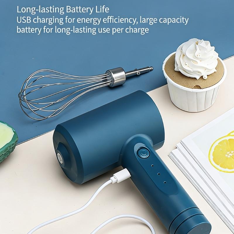 Wireless Hand for Baking with and Interchangeable whisks Ergonomic Quiet Operation