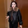 Women's Fashion Fur Collar Jacket Short Outerwear Winter Clothes Thickened Flocking Warm Small Size Coat Top A- Line Style