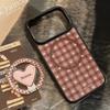 Vintage plaid gilt iphone17promax apple 16 mobile phone case 13 magnetic love bracket 15 for 14