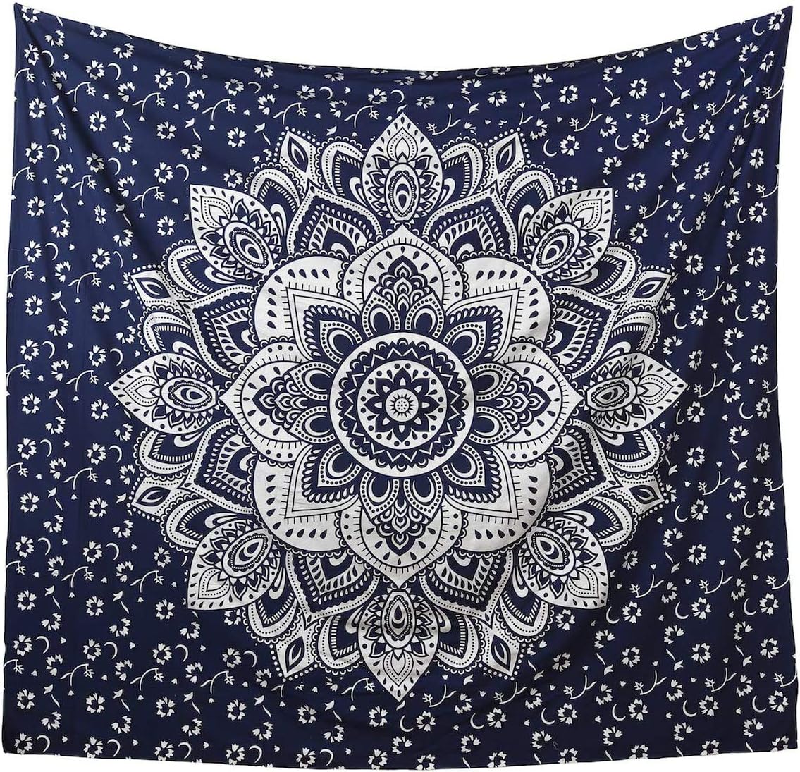 

Boho Floral Tapestry Mandala Wall Hanging Blue Bohemian Flower Tapestry Vintage Hippie Tapestries for Room Dorm Decor Poster 74x94cm(29x37in)