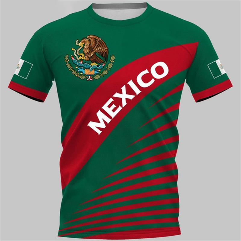 Fashion Mexico National Flag Print T Shirt For Men Funny 3D Eagle Pattern Short Sleeve Summer Casual O-neck Loose Top Men's Tees