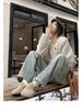 Women's High-Waist Yellow Mud Wide-Leg Jeans - Retro, Warm, Plus Velvet, Loose Fit for Autumn/Winter