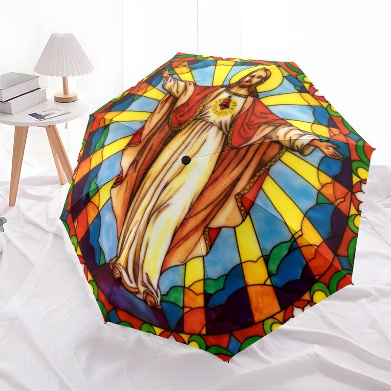 1Pc Jesus Automatic Umbrella - Suitable Travel Outdoor Portable Umbrella Birthday Gift Daily Essentials
